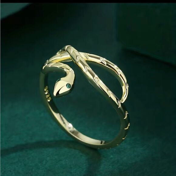 18kĀ overā925āSterlingāSilverāsnakeāRing - Picture 3 of 9